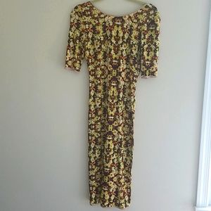 Anthropologie Form Fitted Yellow Flower Dress